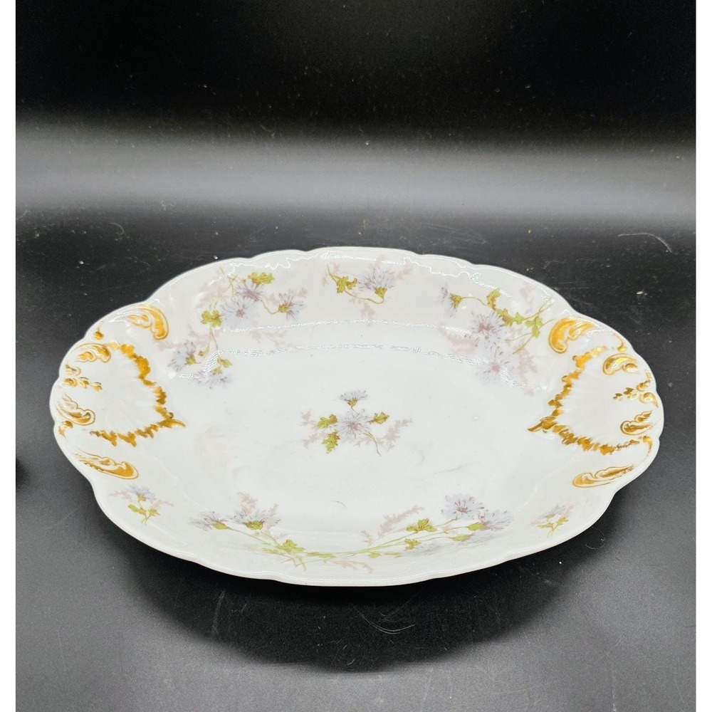 Vintage C.H Field Haviland Limoges Hand Painted Oval Serving Bowl 10" Floral